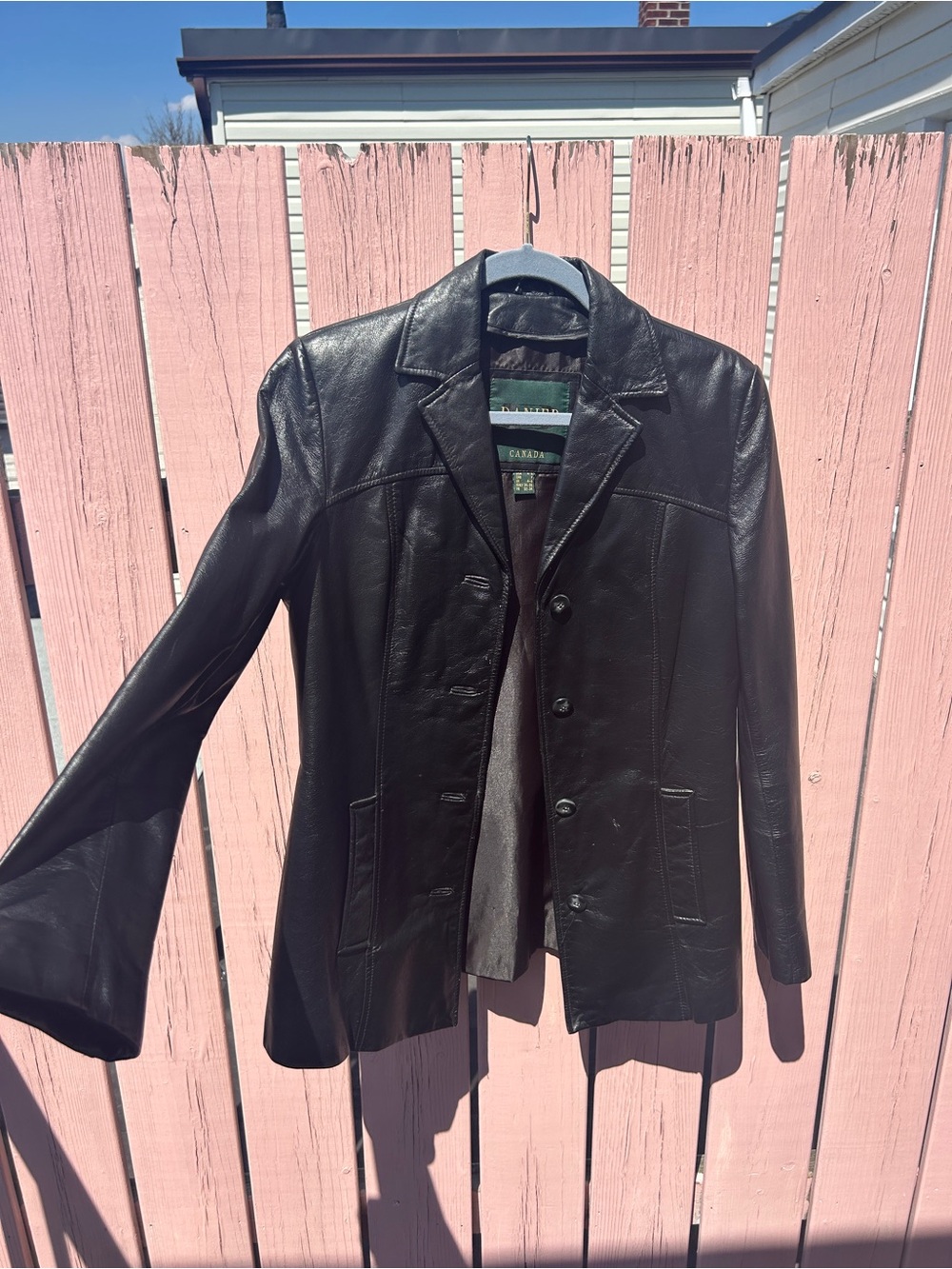 Danier Black Leather Button-Front Jacket